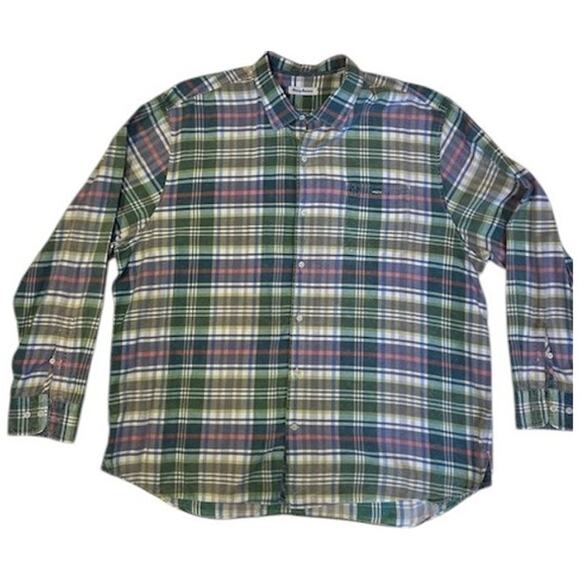 TOMMY BAHAMA Green Plaid Cotton Tencel Blend Button Up Acid Wash Men's XXXL 3XL - Picture 2 of 12